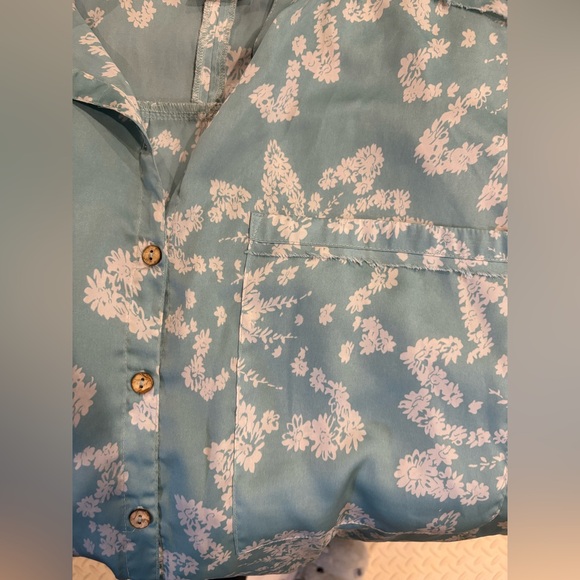 Free People Intimately kimono pajama top oversized XS S M greenish blue - Picture 8 of 9